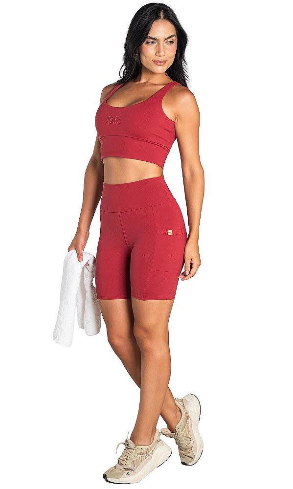 Conjunto Bermuda Fit Bolsos + Top Fit Dec Red Alças Bojo Rem 16